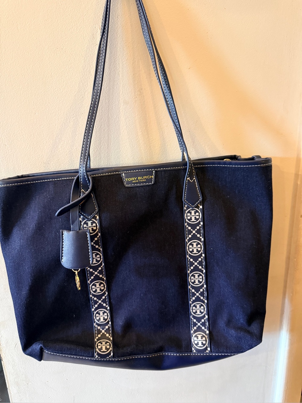 Tory Burch Perry Triple-Compartment Denim Tote
